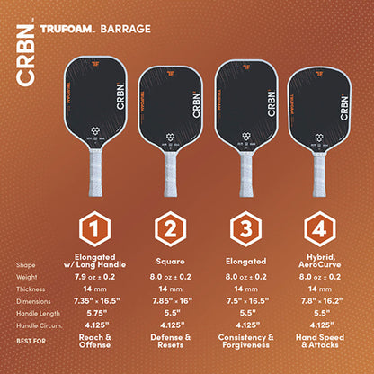 CRBN1 TruFoam Barrage Pickleball Paddle | Pickleball Sports
