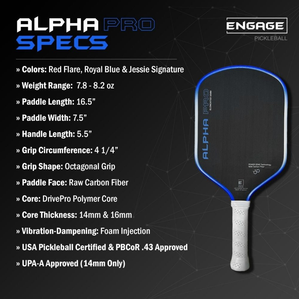 Engage Pursuit Alpha Pro 14mm Pickleball Paddle | Pickleball Sports
