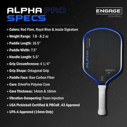 Engage Pursuit Alpha Pro 16mm Pickleball Paddle | Pickleball Sports