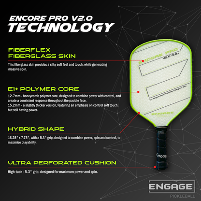 Engage Encore Pro V2.0 15.2mm Pickleball Paddle | Pickleball Sports