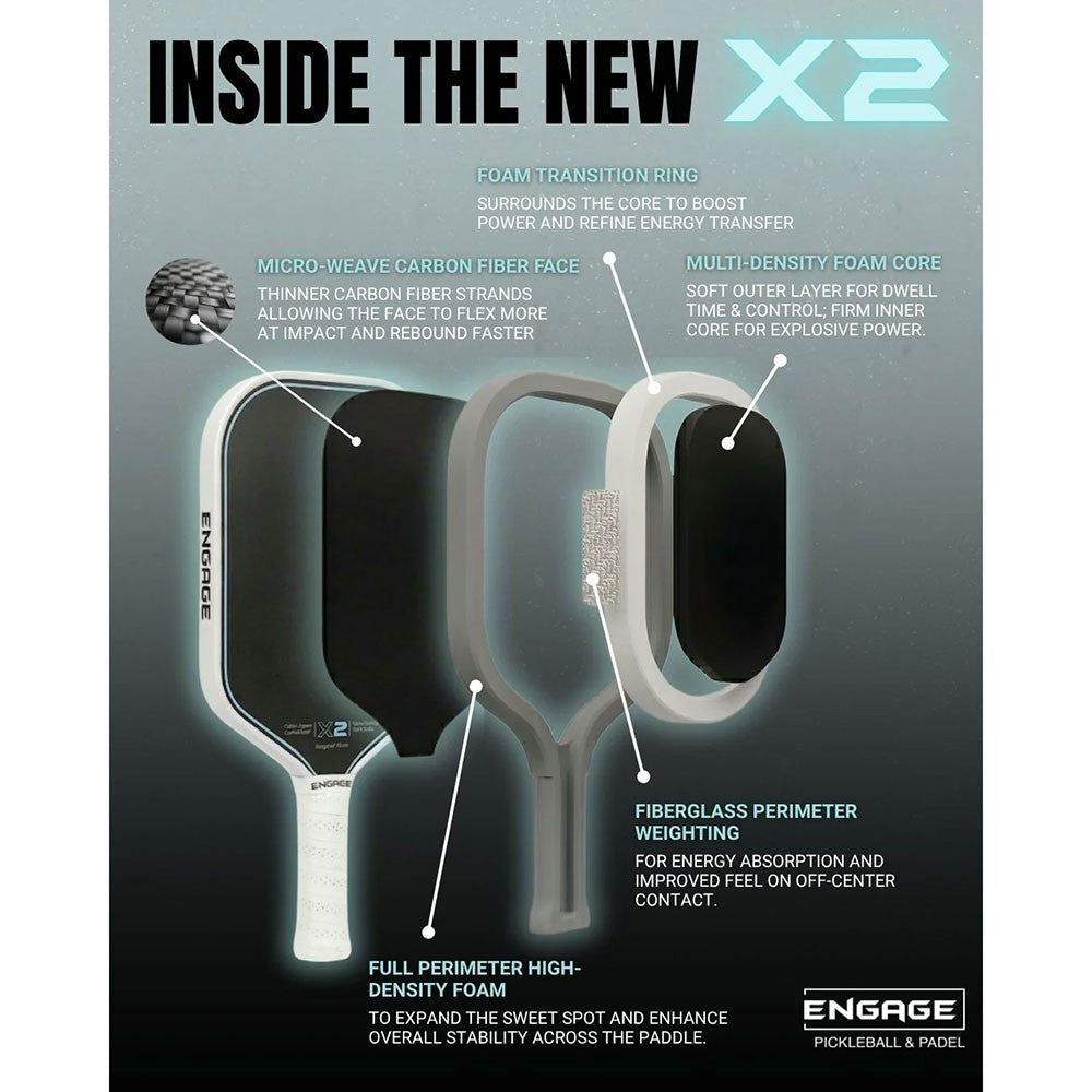 Engage X2 Elongated 16mm Pickleball Paddle | Pickleball Sports
