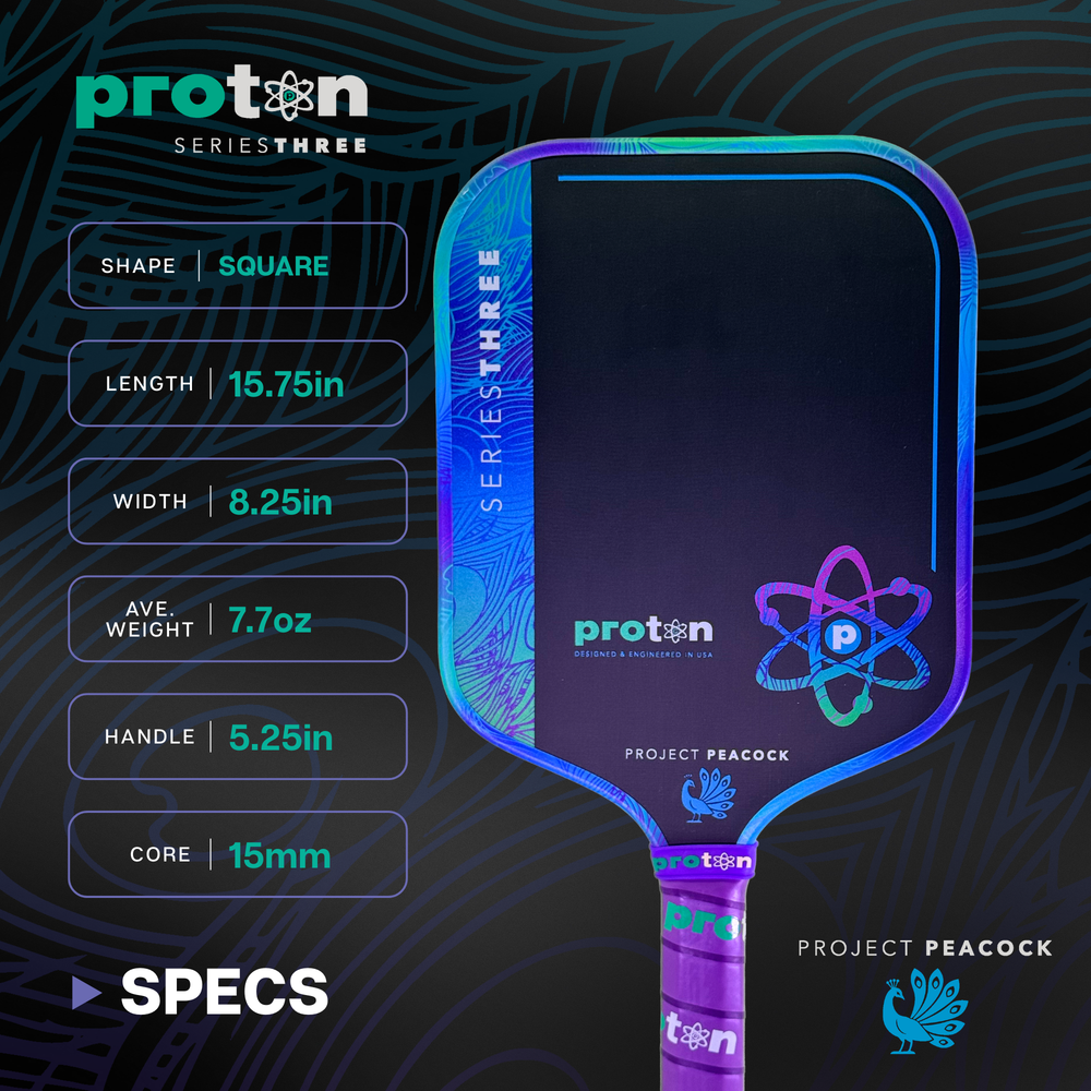 Proton Series Three Project Peacock 15mm Widebody Pickleball Paddle | Pickleball Sports